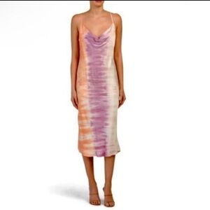 Tie Dye Satin Slip Dress – Orange & Purple